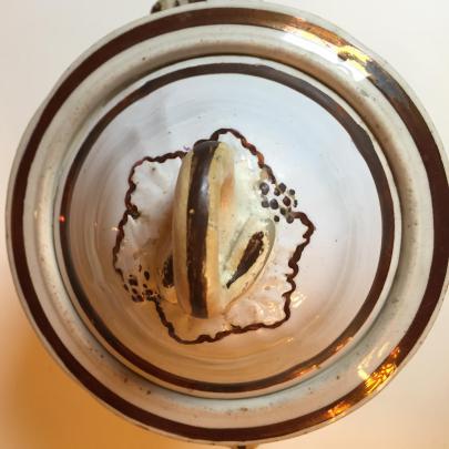 Beardmore & Dawson - Double Banded Loop - BOT - Sugar Bowl - lid - repaired finial