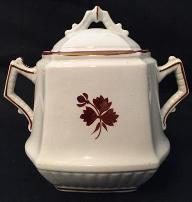 Burgess - Square Ridged - Beaded Handle - TL - Sugar Bowl