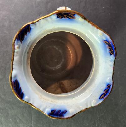 Elsmore and Forster - Arched Forget-Me-Not - LB - Sugar Bowl - Lustre band with cobalt plumes top inside view