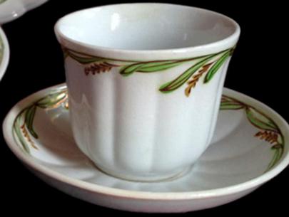 Elsmore and Forster - Ceres Shape - LB - Cup and Saucer - Copper Lustre with Green and Yellow